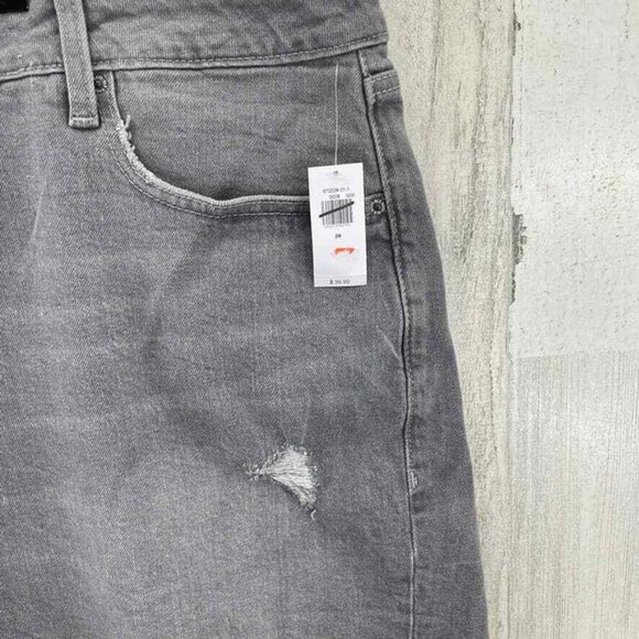 Old Navy O.G. Straight Jean Shorts Women 28 Gray High Rise Rolled Hem Distressed - Picture 4 of 9